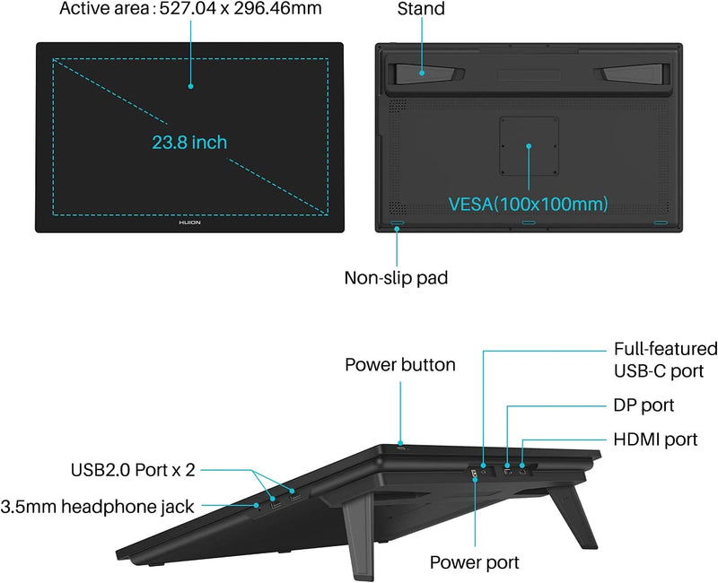 HUION KAMVAS PRO 24 pen display 4k + Pied ST-500 EUR 220,00 - FR